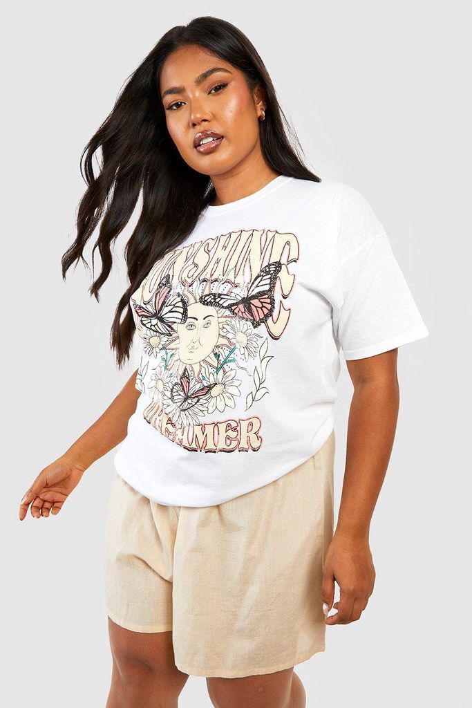 Womens Plus Sunshine Dreamer Graphic T-Shirt - White - 22, White