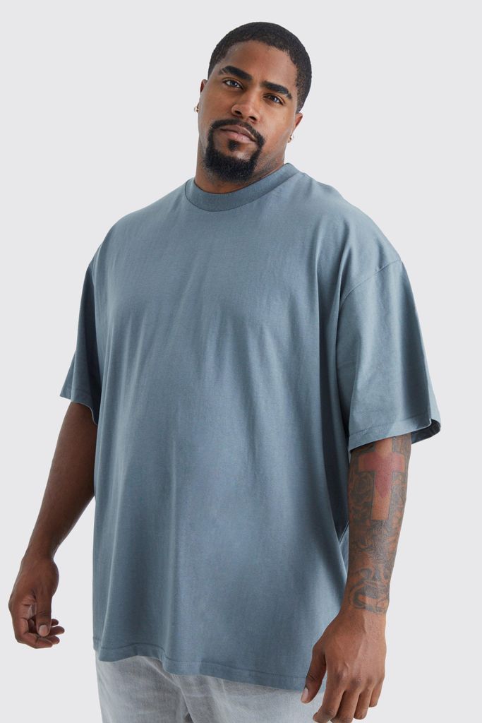 Men's Plus Oversized Heavyweight T-Shirt - Grey - Xxxl, Grey