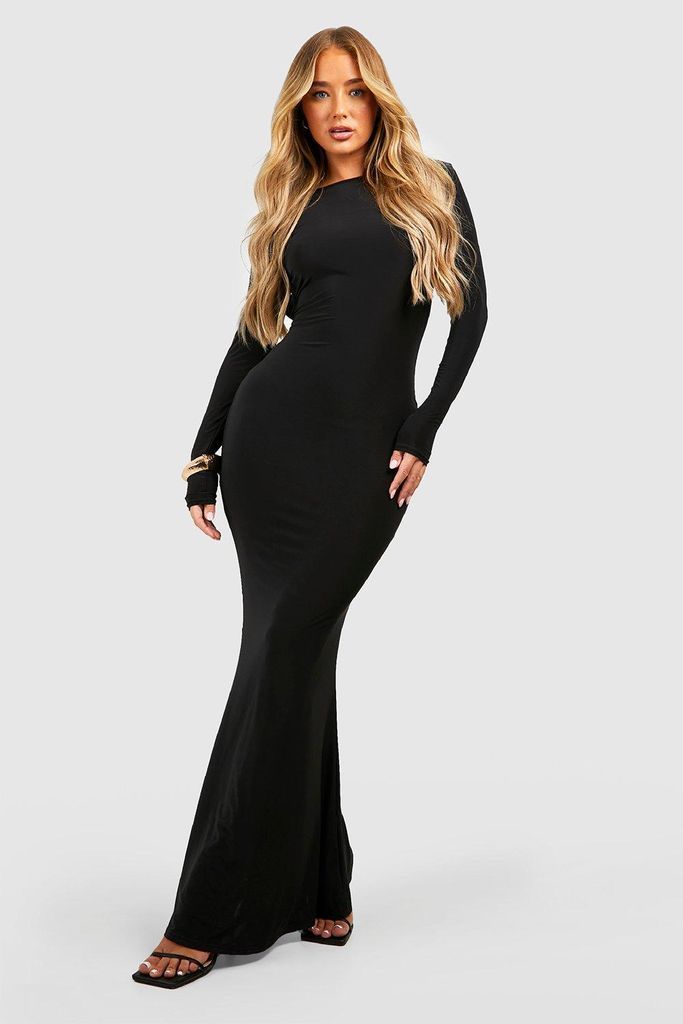 Womens Plain Maxi Dress - Black - 12, Black