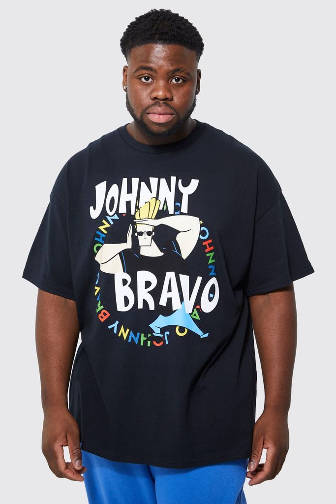 Men's Plus Johnny Bravo License T-Shirt - Black - Xxxl, Black