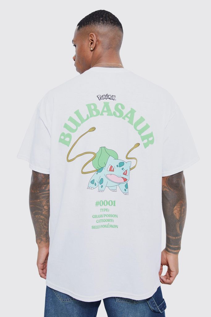 Men's Oversized Pokemon Bulbasaur License T-Shirt - White - M, White