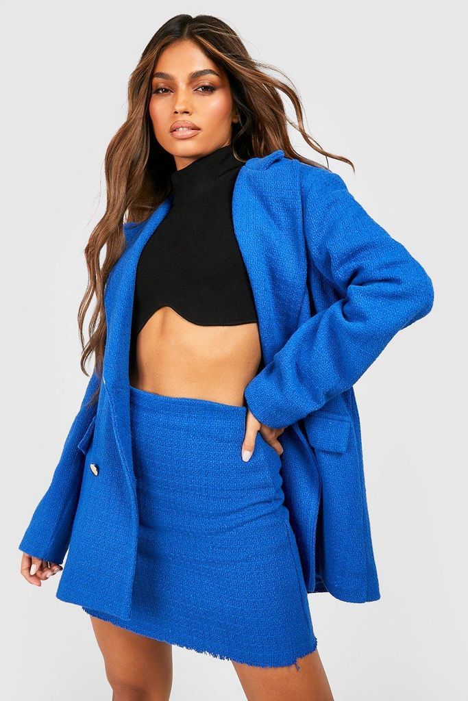 Womens Premium Boucle Mini Skirt - Blue - 10, Blue