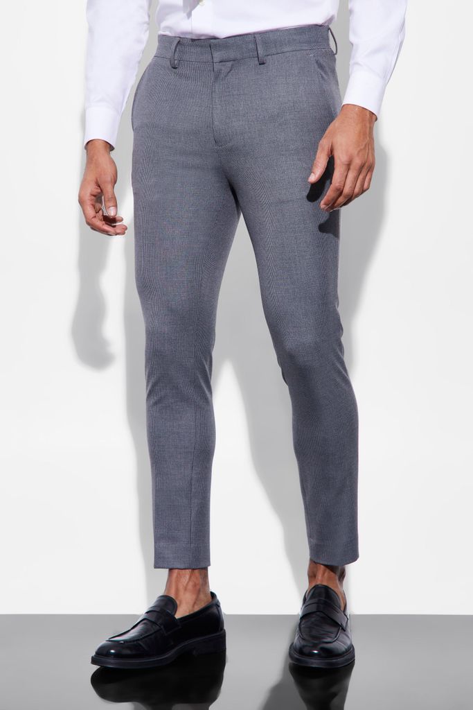 Men's Super Skinny Mini Texture Suit Trousers - Grey - 34R, Grey