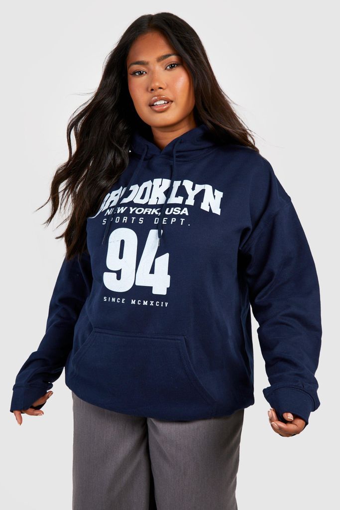 Womens Plus Oversized Brooklyn Hoodie - Navy - 16, Navy