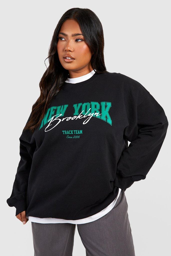 Womens Plus Oversized New York Sweatshirt - Black - 16, Black