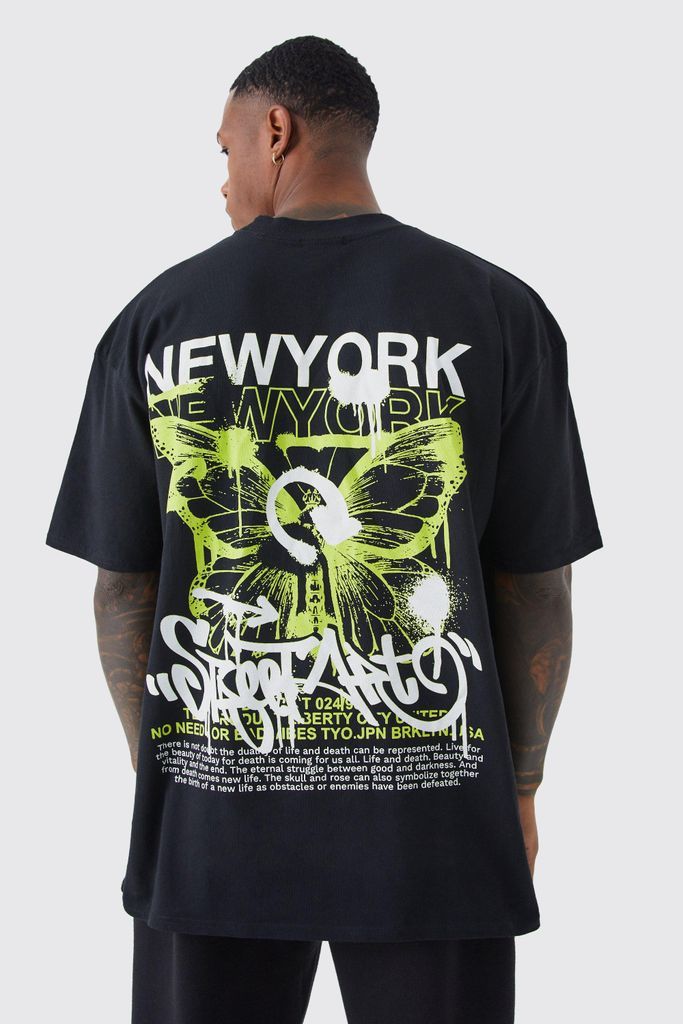 Men's Oversized New York Graphic T-Shirt - Black - S, Black