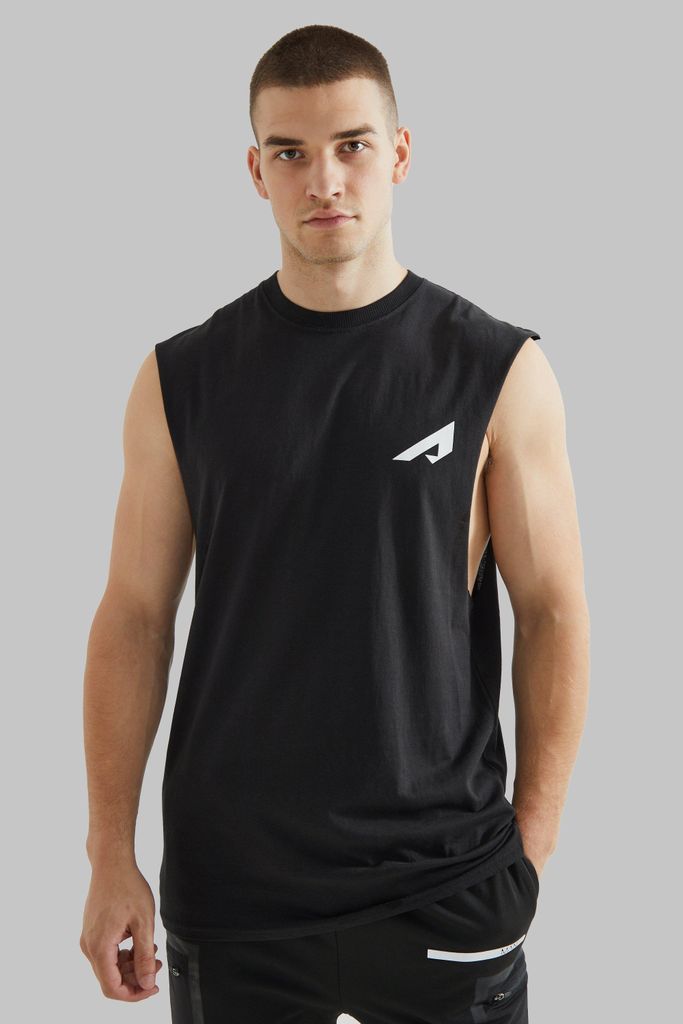 Men's Tall Man Active Logo Drop Armhole Vest - Black - S, Black