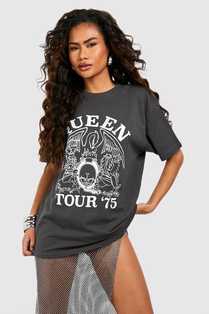Womens Queen Oversized Band T-Shirt - Grey - S, Grey