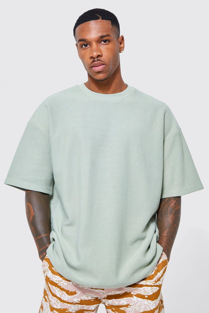 Men's Oversized Jersey Twill T-Shirt - Green - S, Green