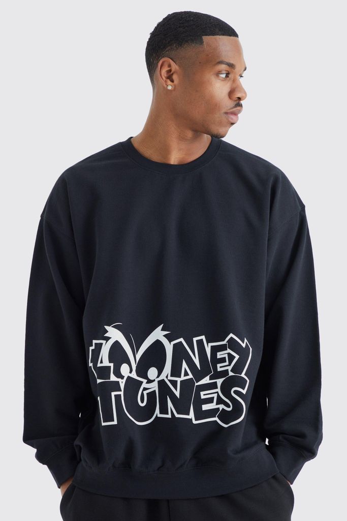 Men's Oversized Looney Tunes License Sweatshirt - Black - S, Black