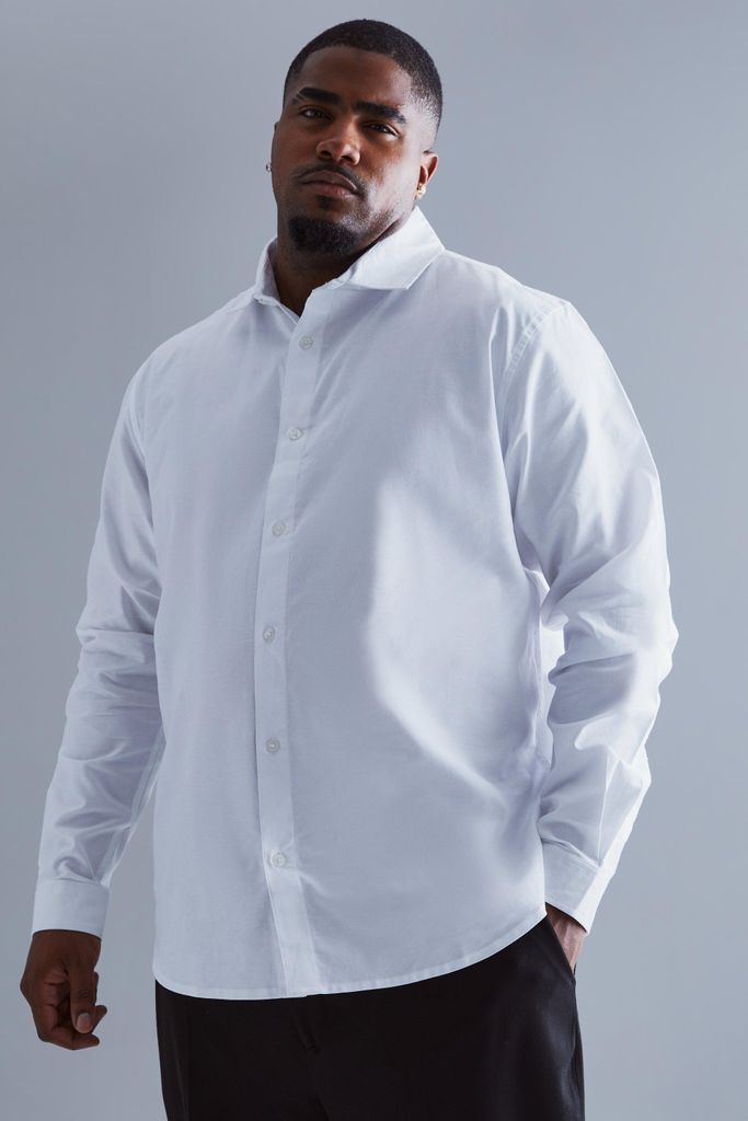 Men's Plus Size Long Sleeve Oxford Shirt - White - Xxxl, White