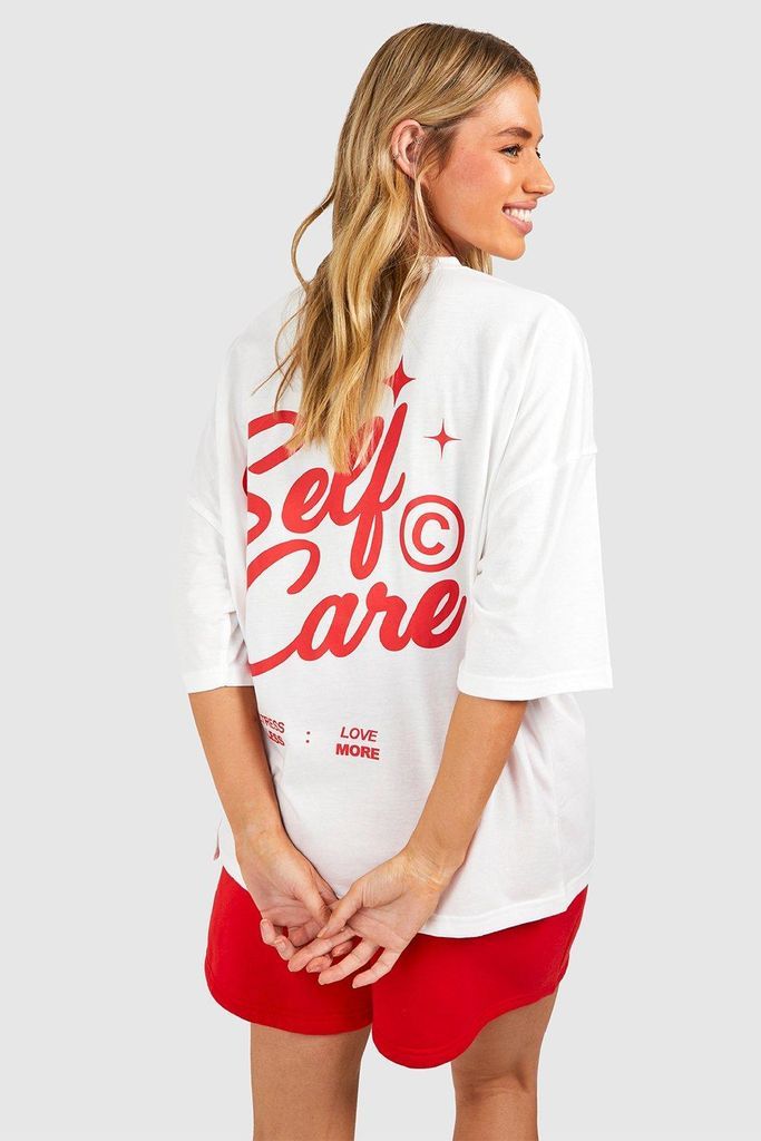 Womens Self Care Slogan T-Shirt - Cream - S, Cream