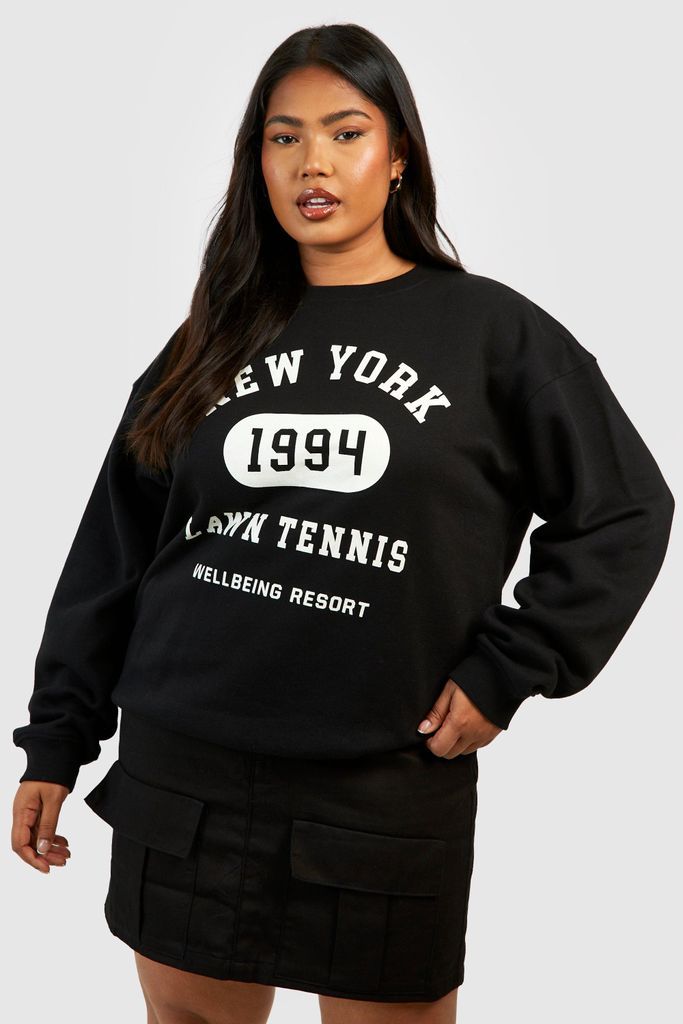 Womens Plus New York Slogan Printed Sweatshirt - Black - 16, Black