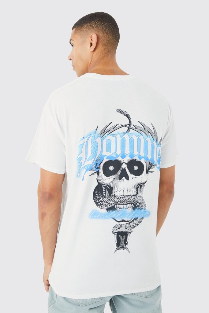 Men's Homme Skull Graphic T-Shirt - White - S, White