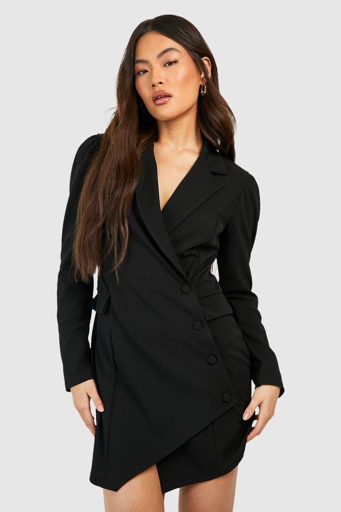 Womens Button Down Long Sleeve Blazer Dress - Black - 8, Black