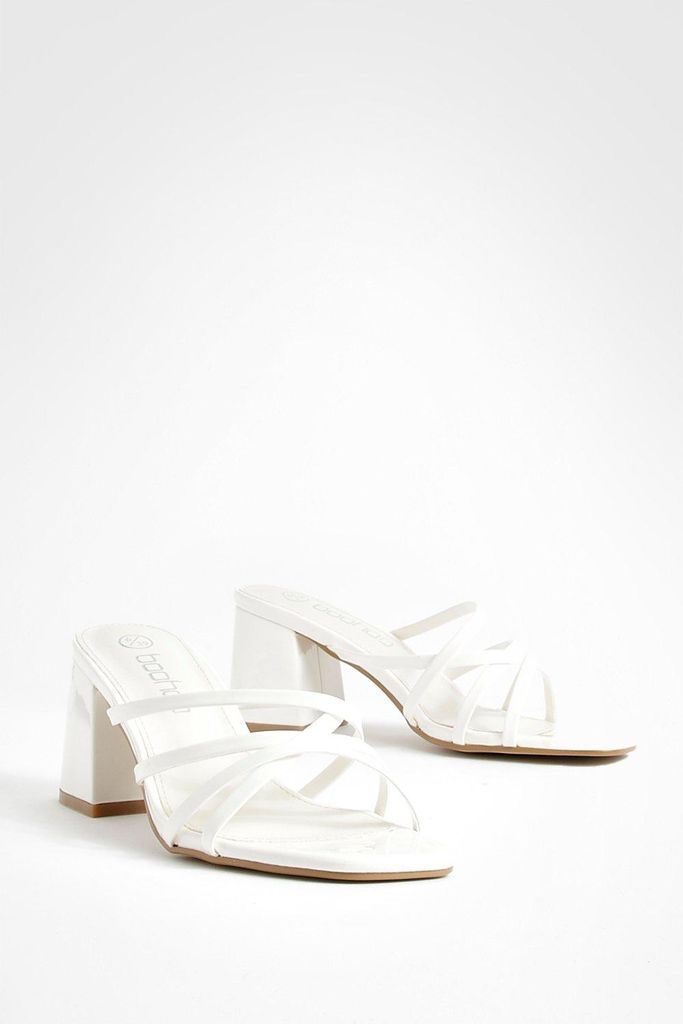 Womens Strappy Block Mule - Cream - 3, Cream