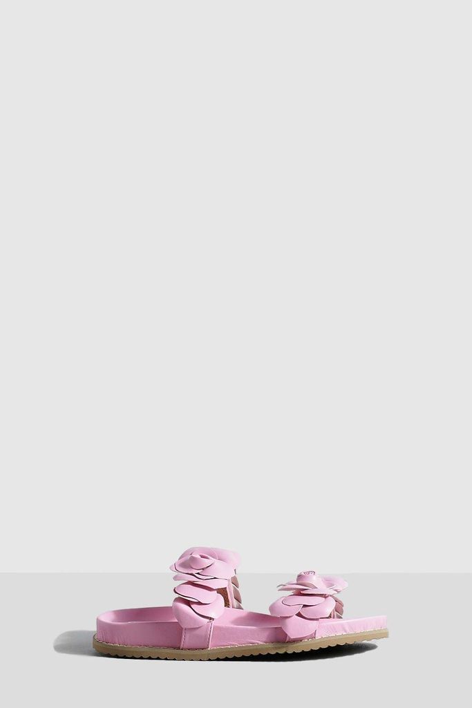 Womens Flower Strap Espadrille Sandals - Pink - 4, Pink