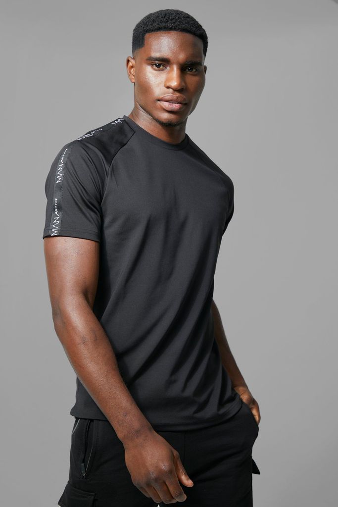 Men's Man Active Tape Detail T-Shirt - Black - S, Black