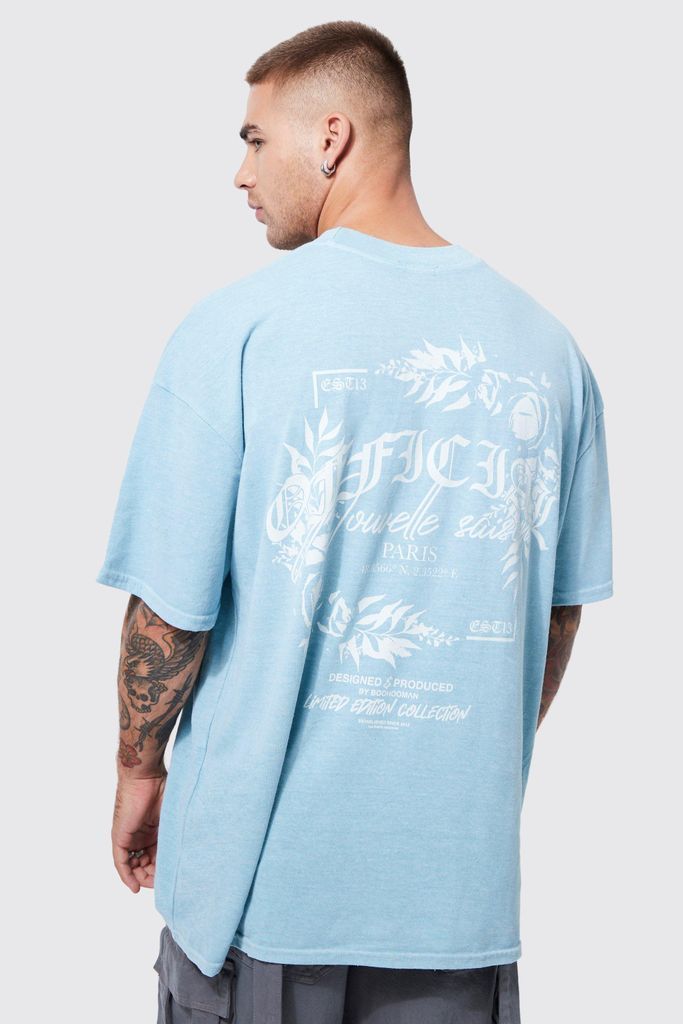 Men's Oversized Official Floral Graphic T-Shirt - Blue - S, Blue