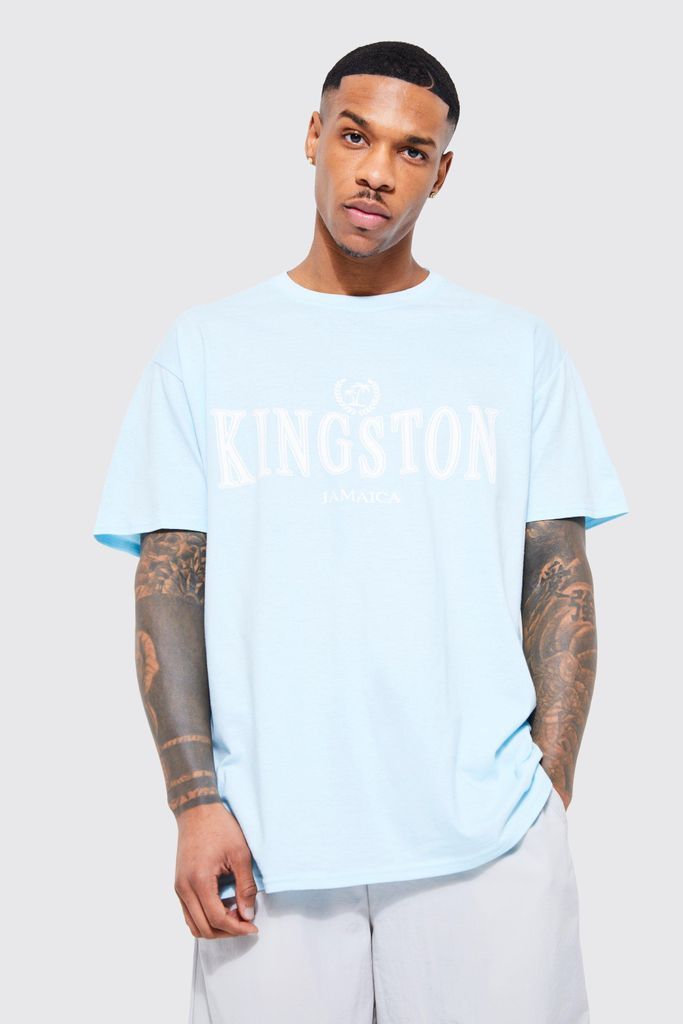 Men's Oversized Kingston City Graphic T-Shirt - Blue - S, Blue