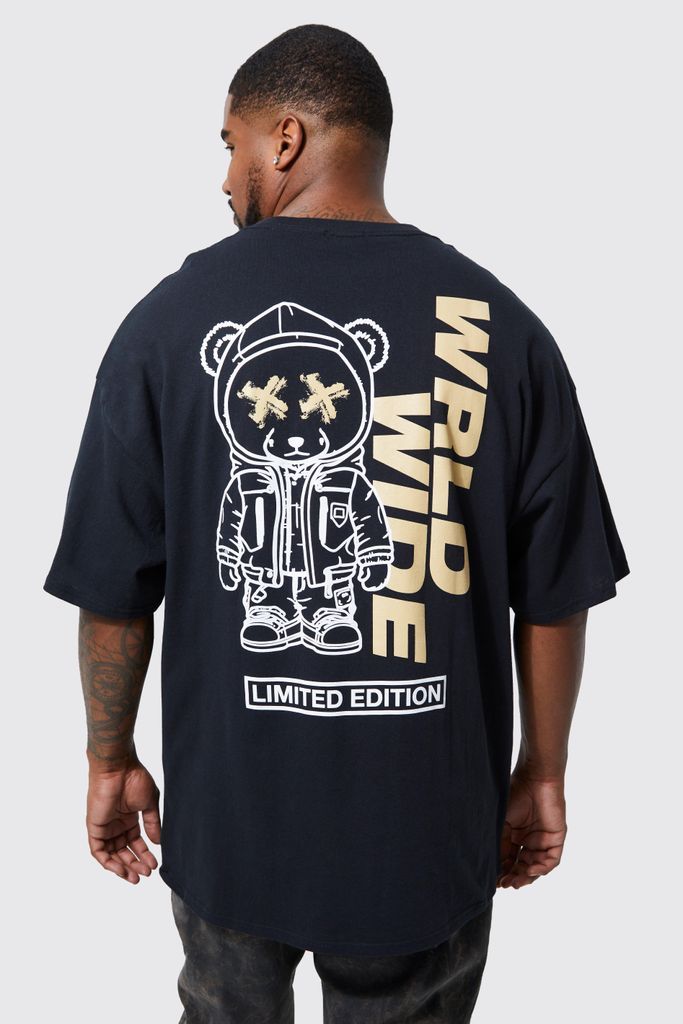 Men's Plus Space Teddy Graphic T-Shirt - Black - Xxxl, Black