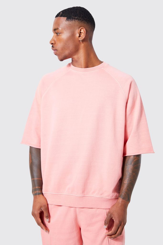 Men's Oversized Raglan Loopback Sweatshirt - Pink - S, Pink