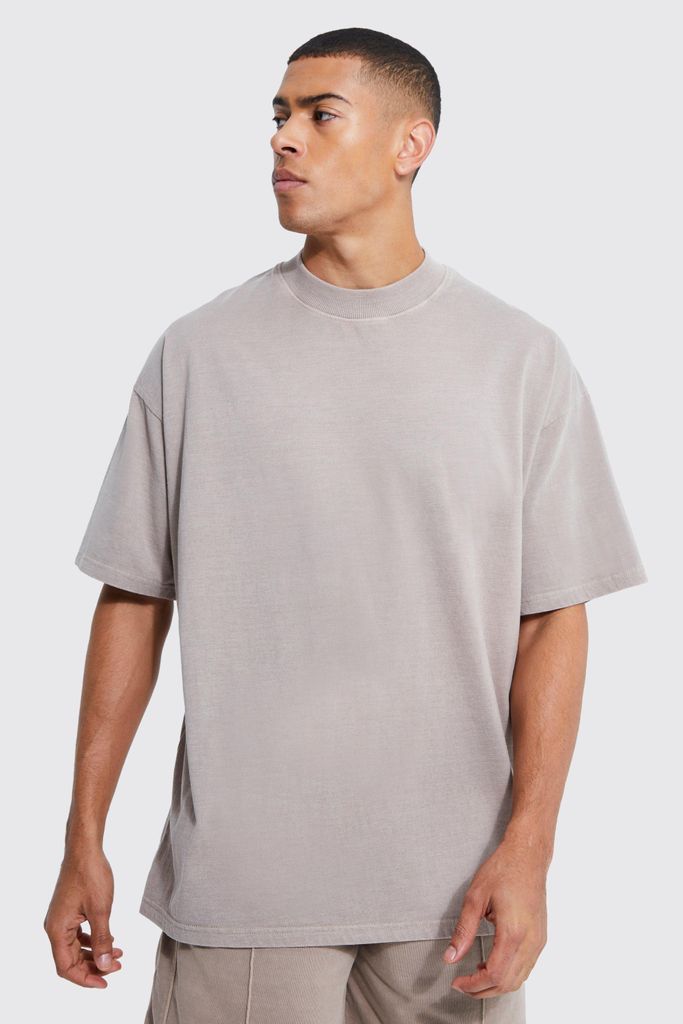 Men's Oversized Heavyweight Washed T-Shirt - Beige - S, Beige