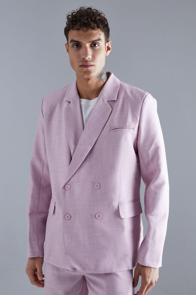Men's Relaxed Double Breasted Suit Jacket - Pink - 34, Pink