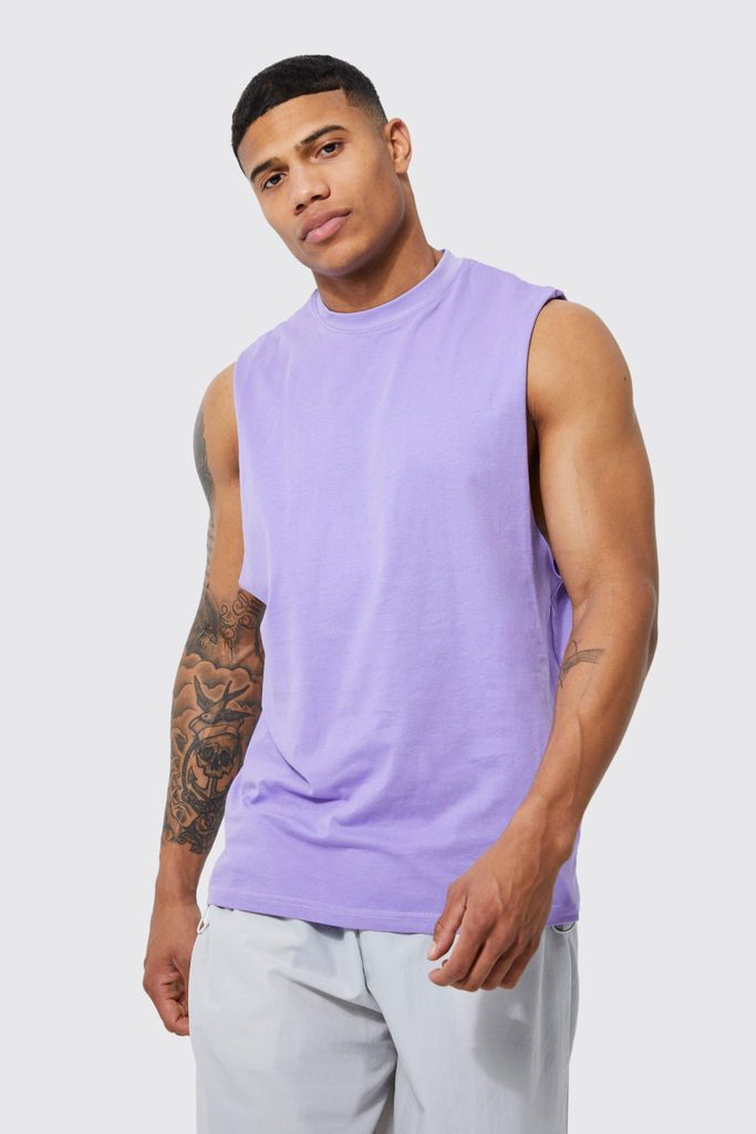 Men's Basic Drop Armhole Vest - Purple - M, Purple