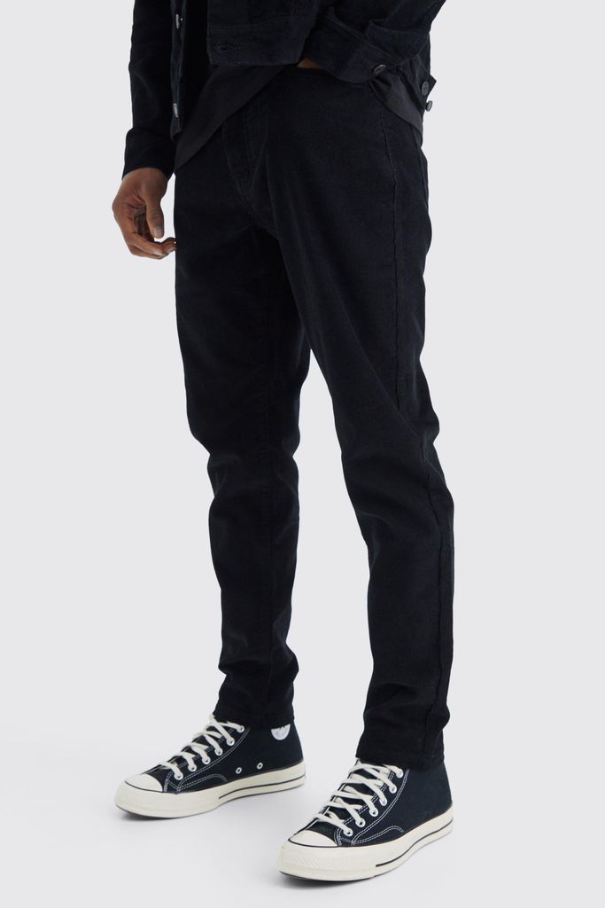 Men's Fixed Waist Tapered Cord Trouser - Black - 28, Black