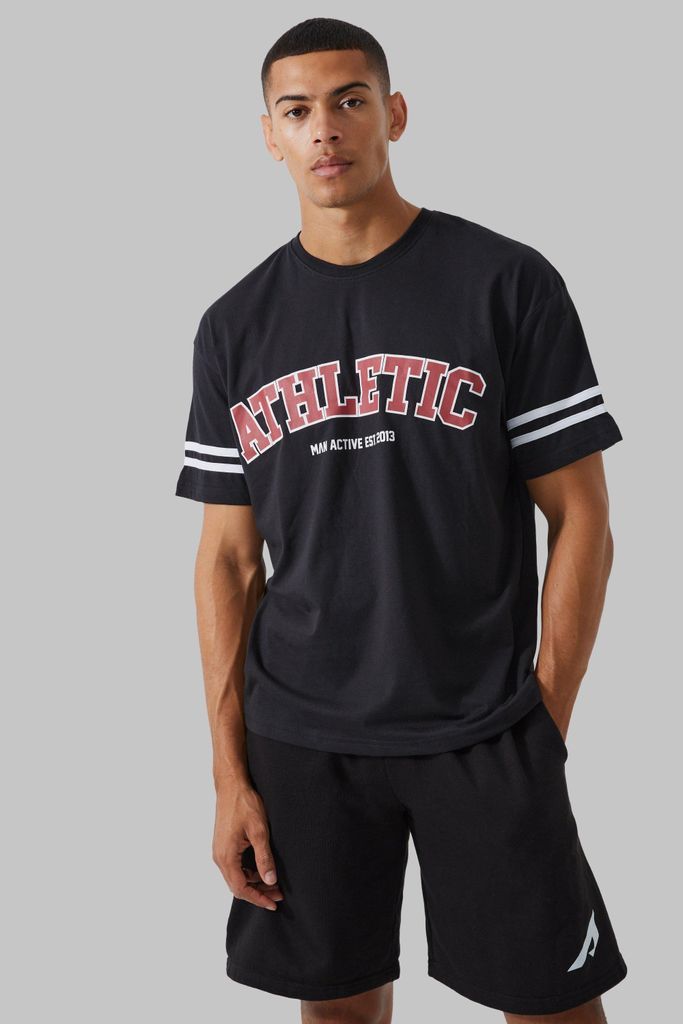Men's Man Active Oversized Athletic Stripe T-Shirt - Black - S, Black