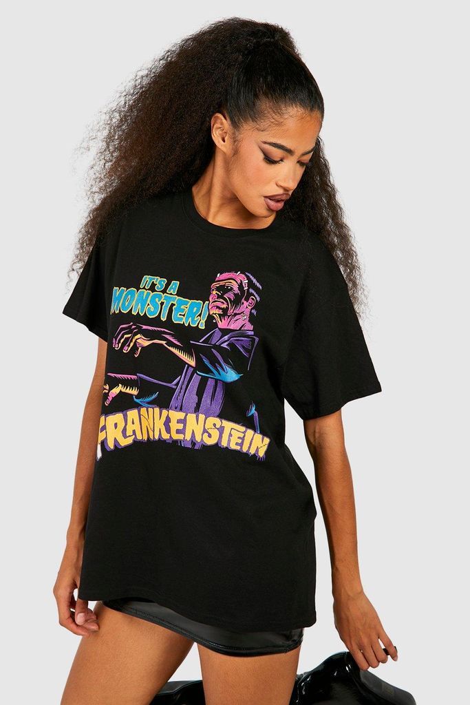 Womens Frankenstein Licence T-Shirt - Black - S, Black
