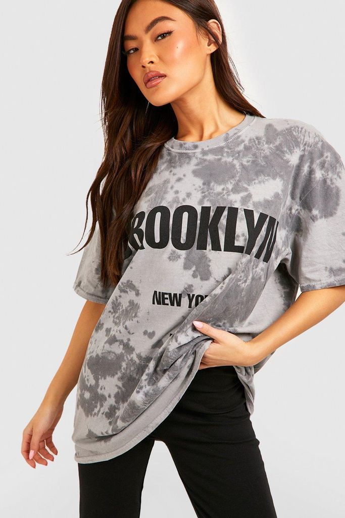 Womens Brooklyn Tie Dye Oversized T-Shirt - Grey - L, Grey