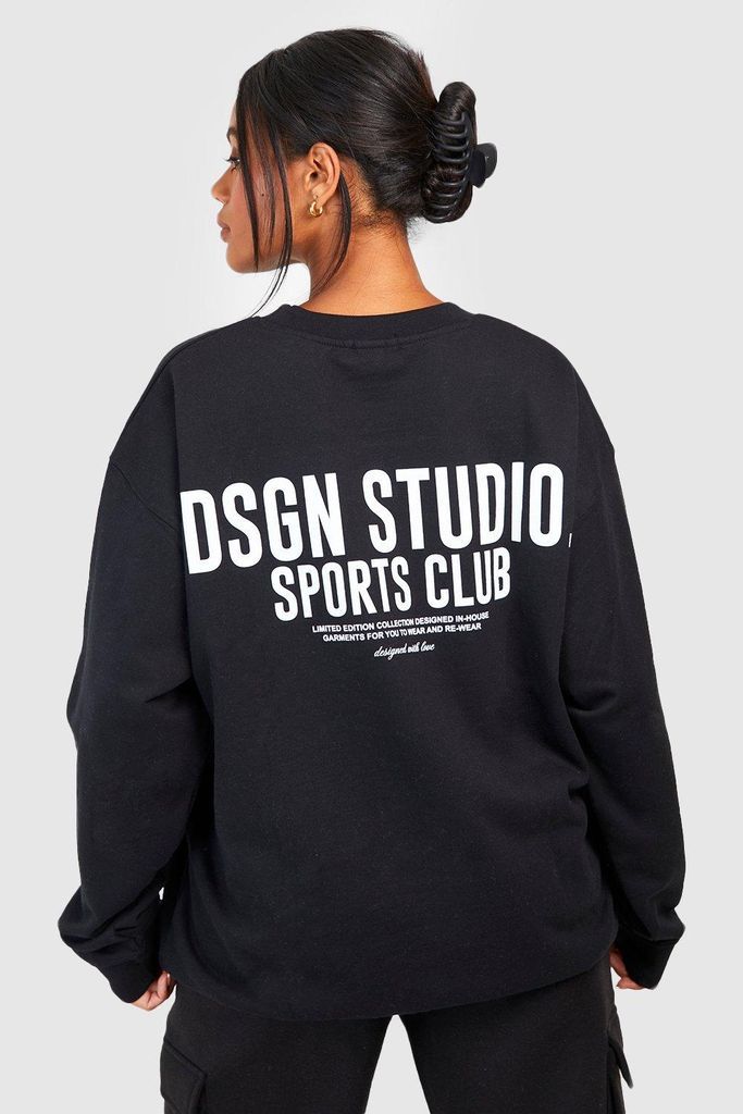 Womens Dsgn Studio Sports Club Oversized Sweatshirt - Black - Xl, Black