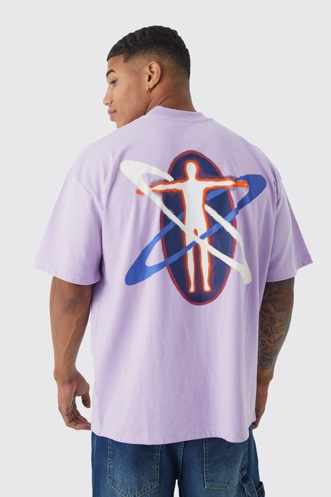 Men's Oversized Heavyweight M Graphic T-Shirt - Purple - S, Purple