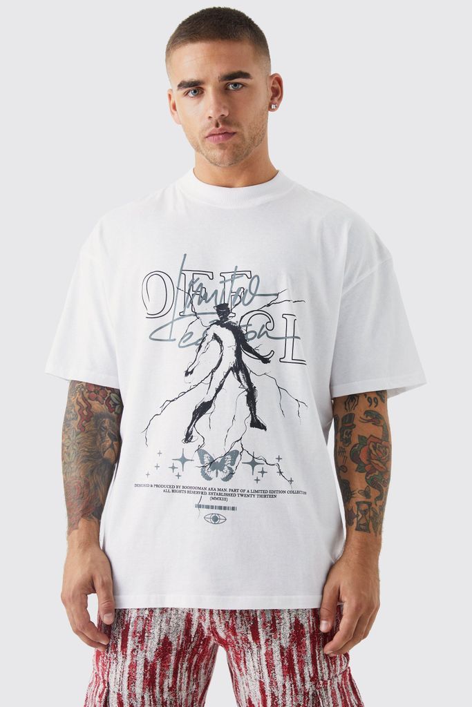 Men's Oversized Offcl Butterfly T-Shirt - White - S, White