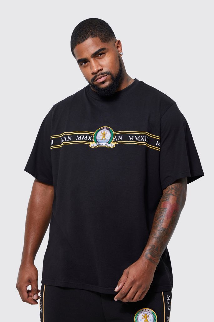 Men's Plus Man Gold Printed T-Shirt - Black - Xxxl, Black