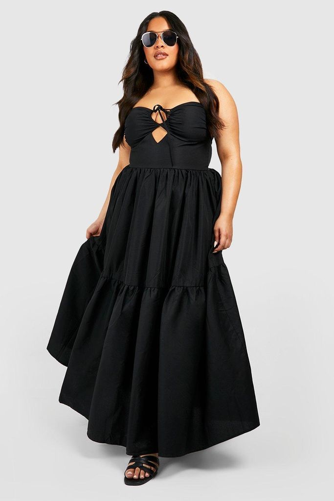 Womens Plus Woven Halterneck Maxi Dress - Black - 16, Black