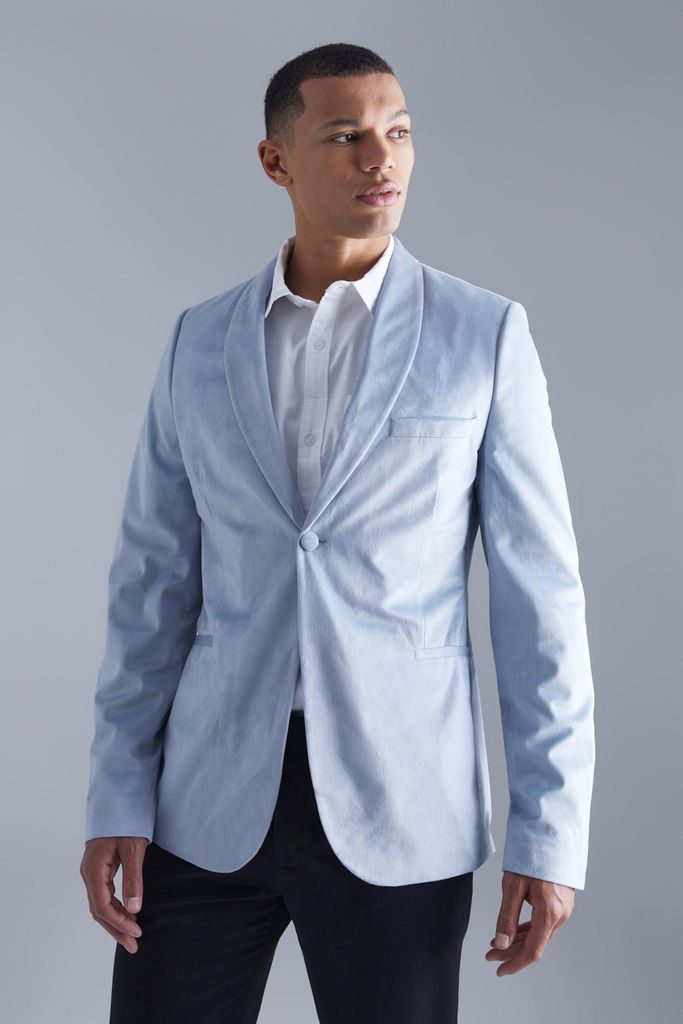 Men's Tall Skinny Velour Blazer - Grey - 36, Grey