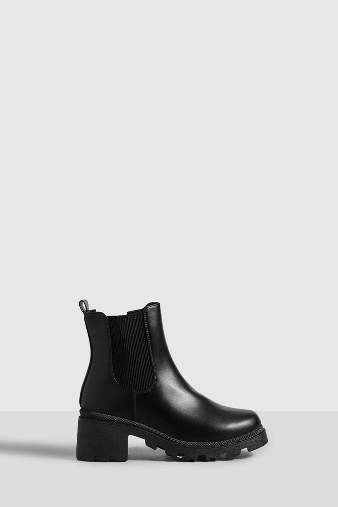 Womens Wide Fit Low Block Chelsea Boots - Black - 4, Black