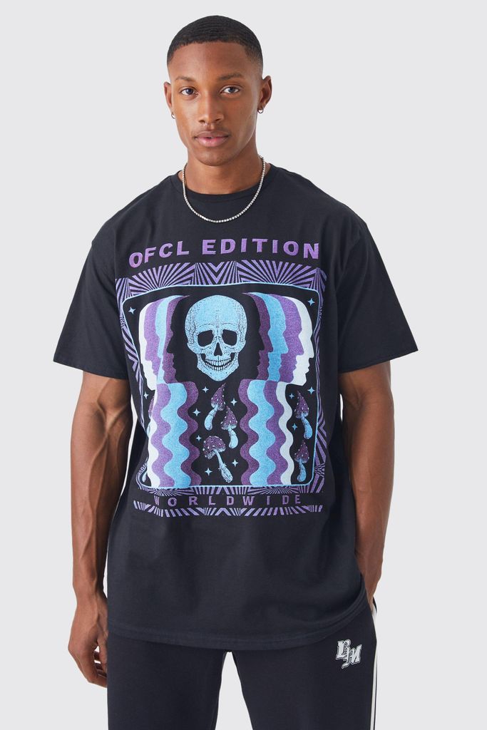 Men's Oversized Offcl Skull Graphic T-Shirt - Black - S, Black