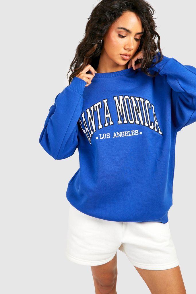 Womens Santa Monica Applique Oversized Sweatshirt - Blue - L, Blue