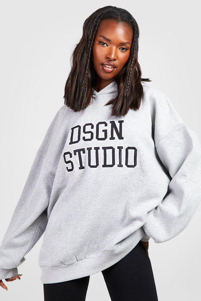 Womens Dsgn Studio Applique Oversized Hoodie - Grey - L, Grey