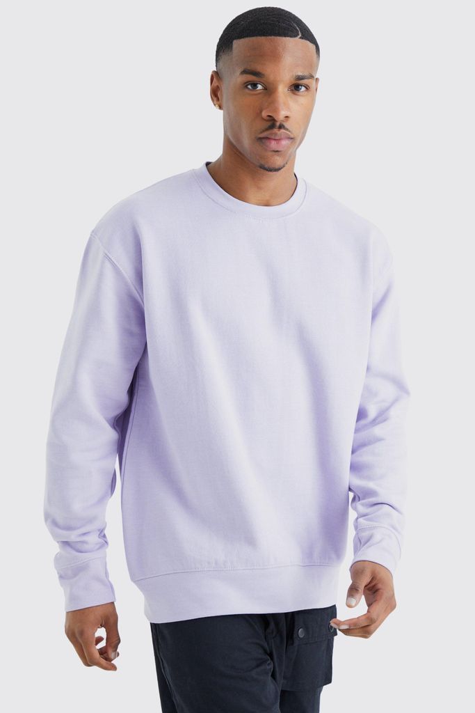 Men's Oversized Basic Sweatshirt - Purple - S, Purple