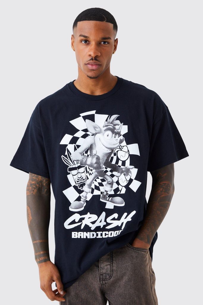 Men's Oversized Crash Bandicoot License T-Shirt - Black - S, Black