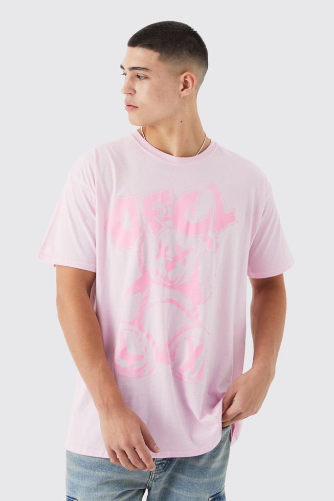 Men's Oversized Ofcl Bear T-Shirt - Pink - S, Pink