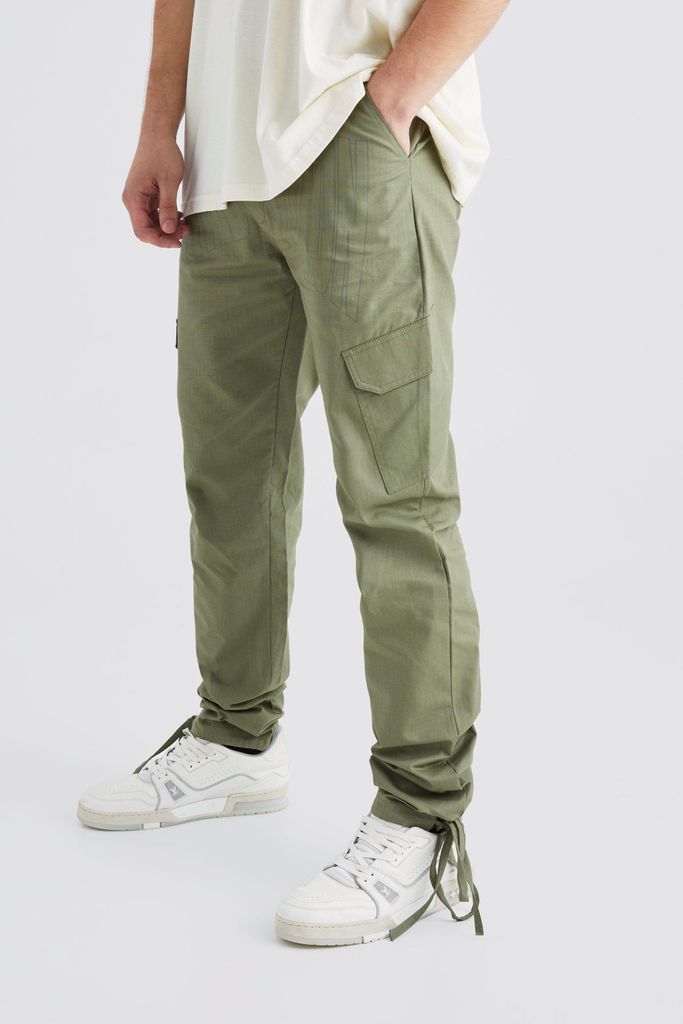Men's Tall Slim Ripstop Cargo Tonal Print Trouser - Green - 30, Green