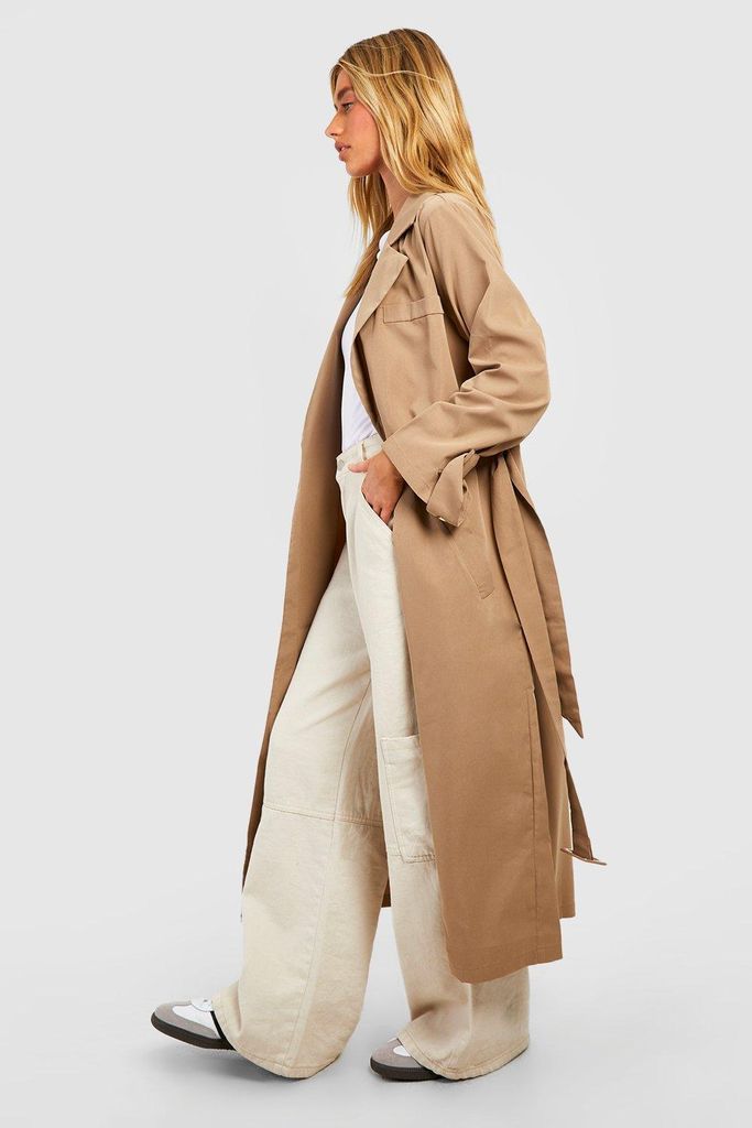 Womens Belted Tailored Trench Coat - Beige - 8, Beige