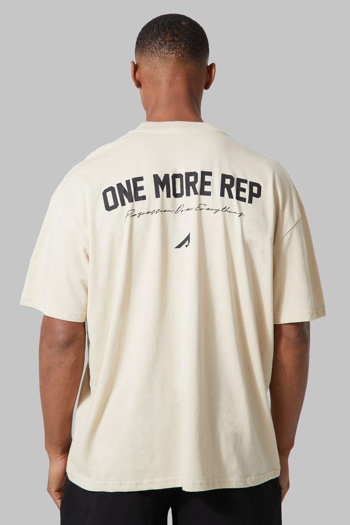 Men's Active Oversized One More Rep T-Shirt - Beige - S, Beige