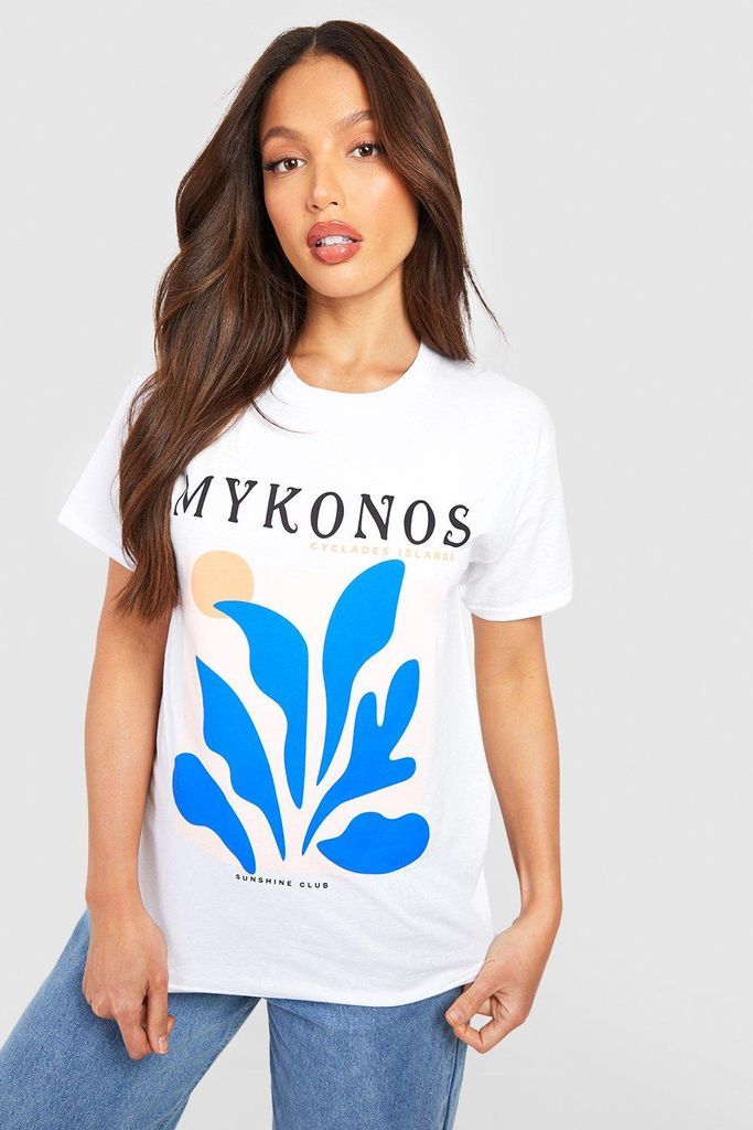 Womens Tall Mykonos Print T-Shirt - White - 8, White